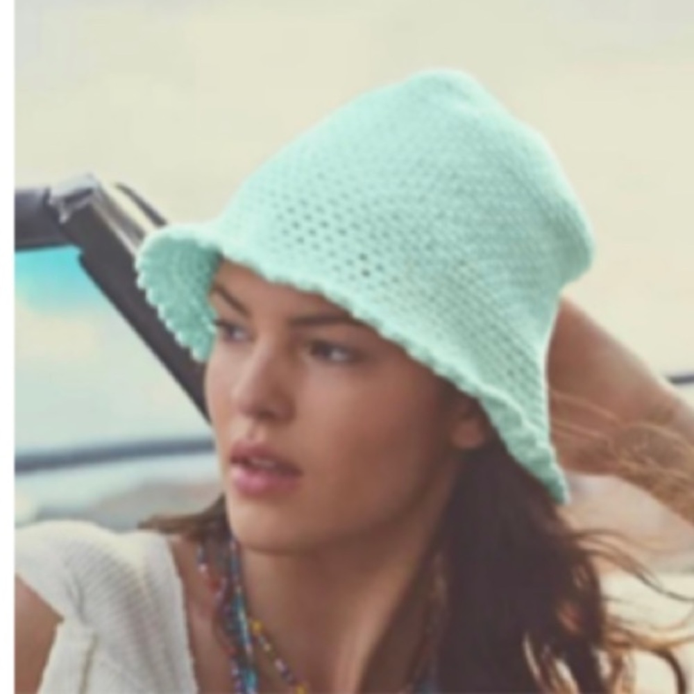 Free People Pixie Knit Bucket Hat mint green